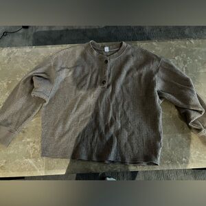 Old Navy Taupe Waffle Knit Top